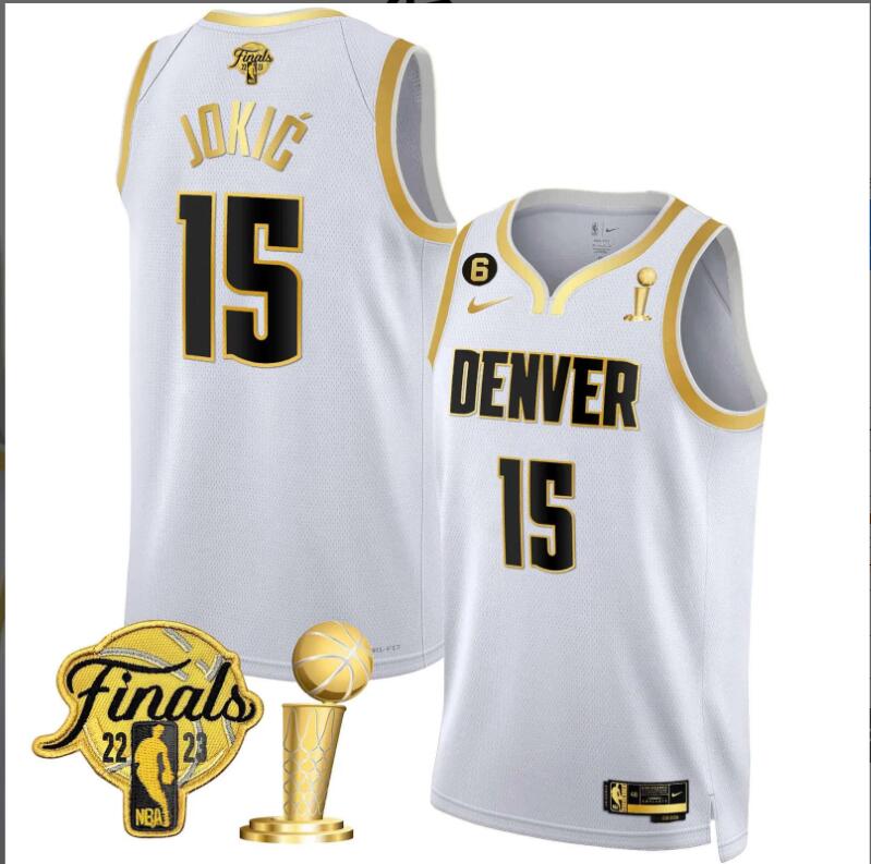 Youth Denver Nuggets 2024 Finals Champions Patch white NBA Jersey